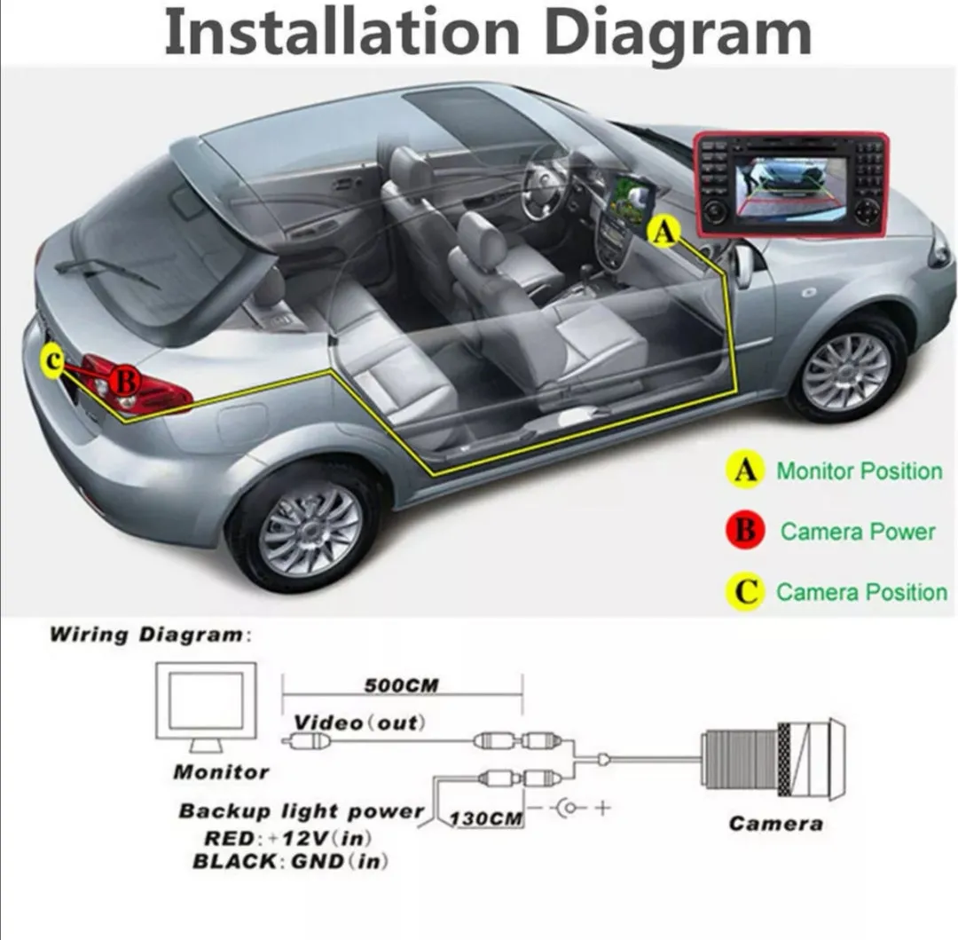 170° Car Reverse Camera Rear View Night Vision Parking Backup Waterproof CCD