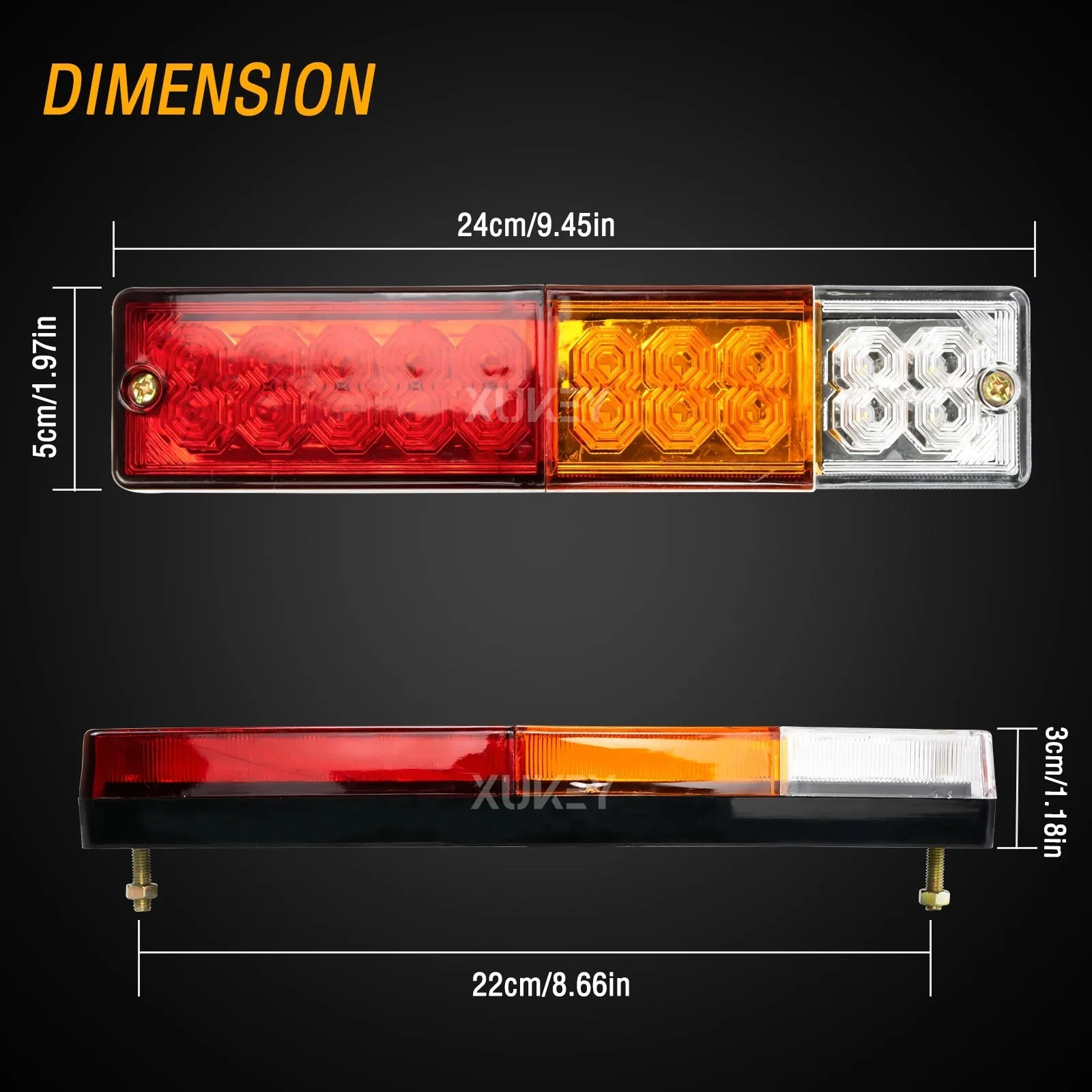 2PC 20 LED Trailer Rear Tail Light Turn Signal Reverse Stop Brake Running Lamp for Truck RV UTV Camper Caravan Lorry Boat Tipper