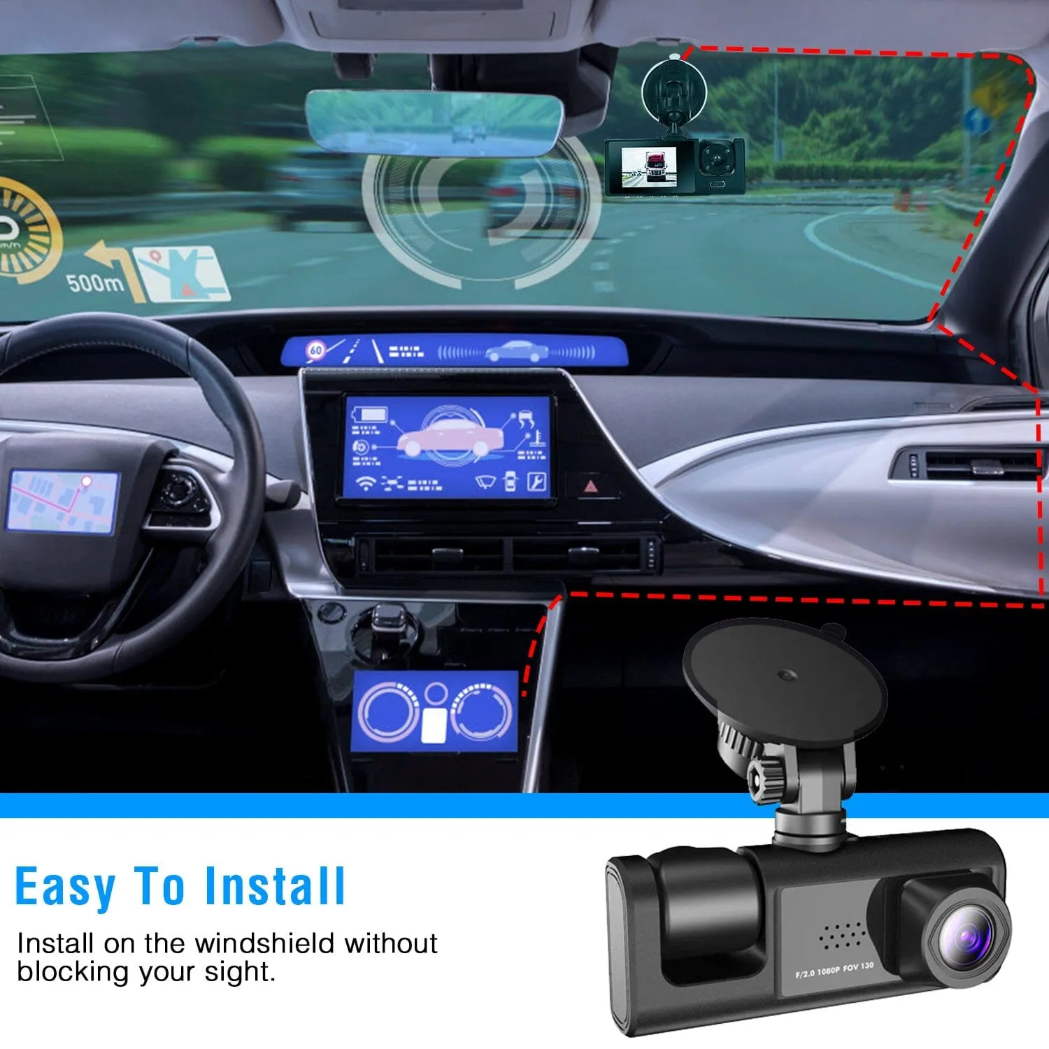 3 Channel Car DVR Dash Cam Video Recorder