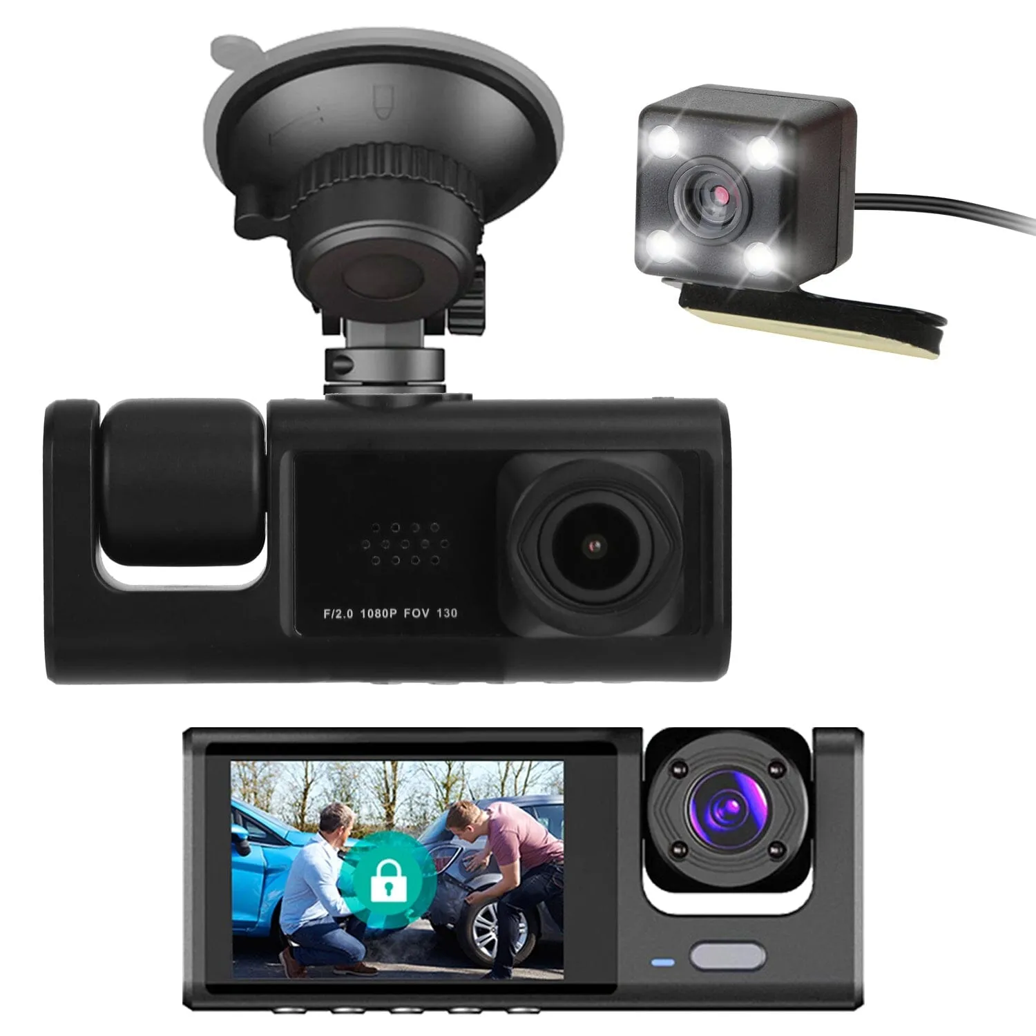 3 Channel Car DVR Dash Cam Video Recorder