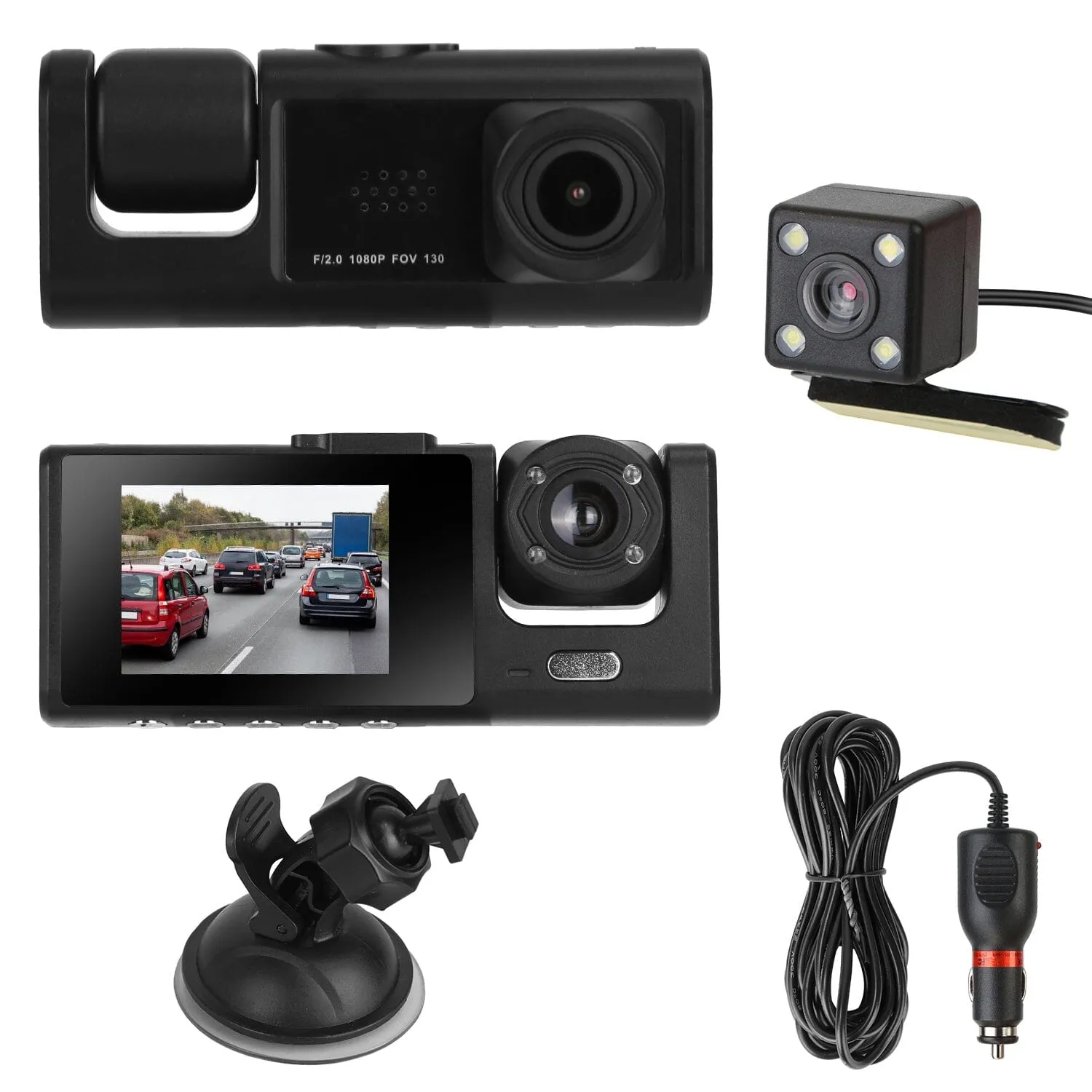 3 Channel Car DVR Dash Cam Video Recorder