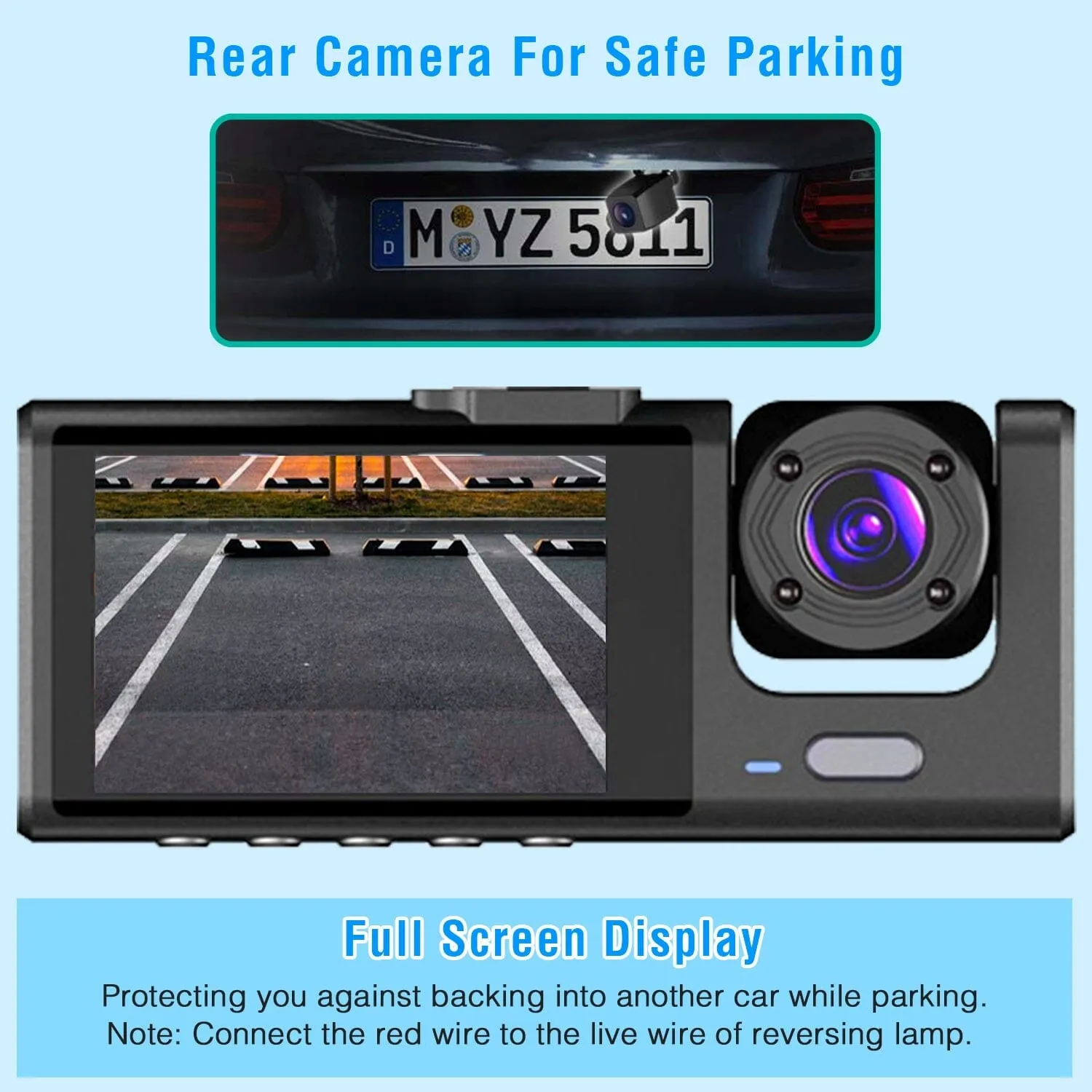 3 Channel Car DVR Dash Cam Video Recorder