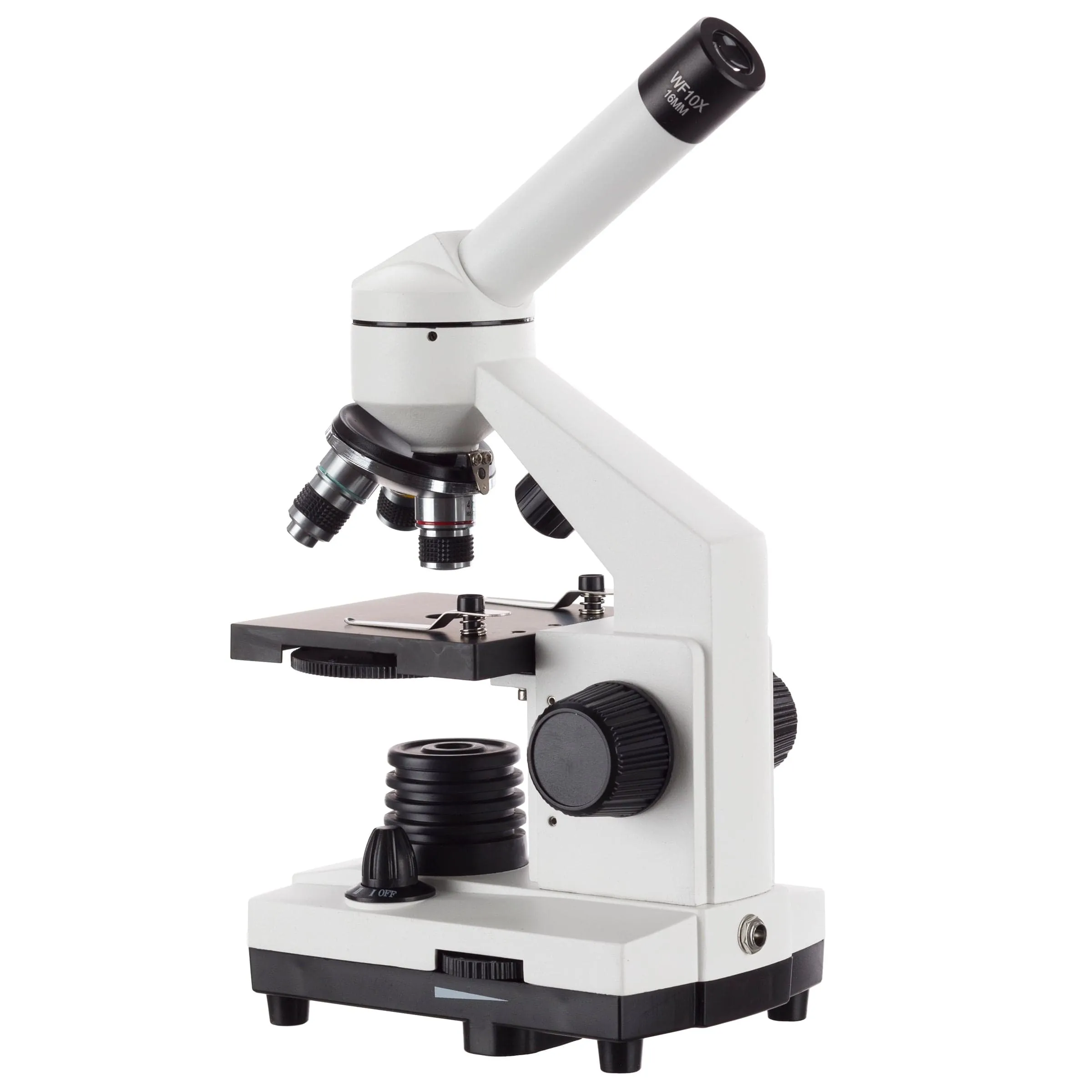 AmScope M110 Series Cordless LED Metal Frame Compound Microscope 40X-1000X Magnification with 10pc Slides