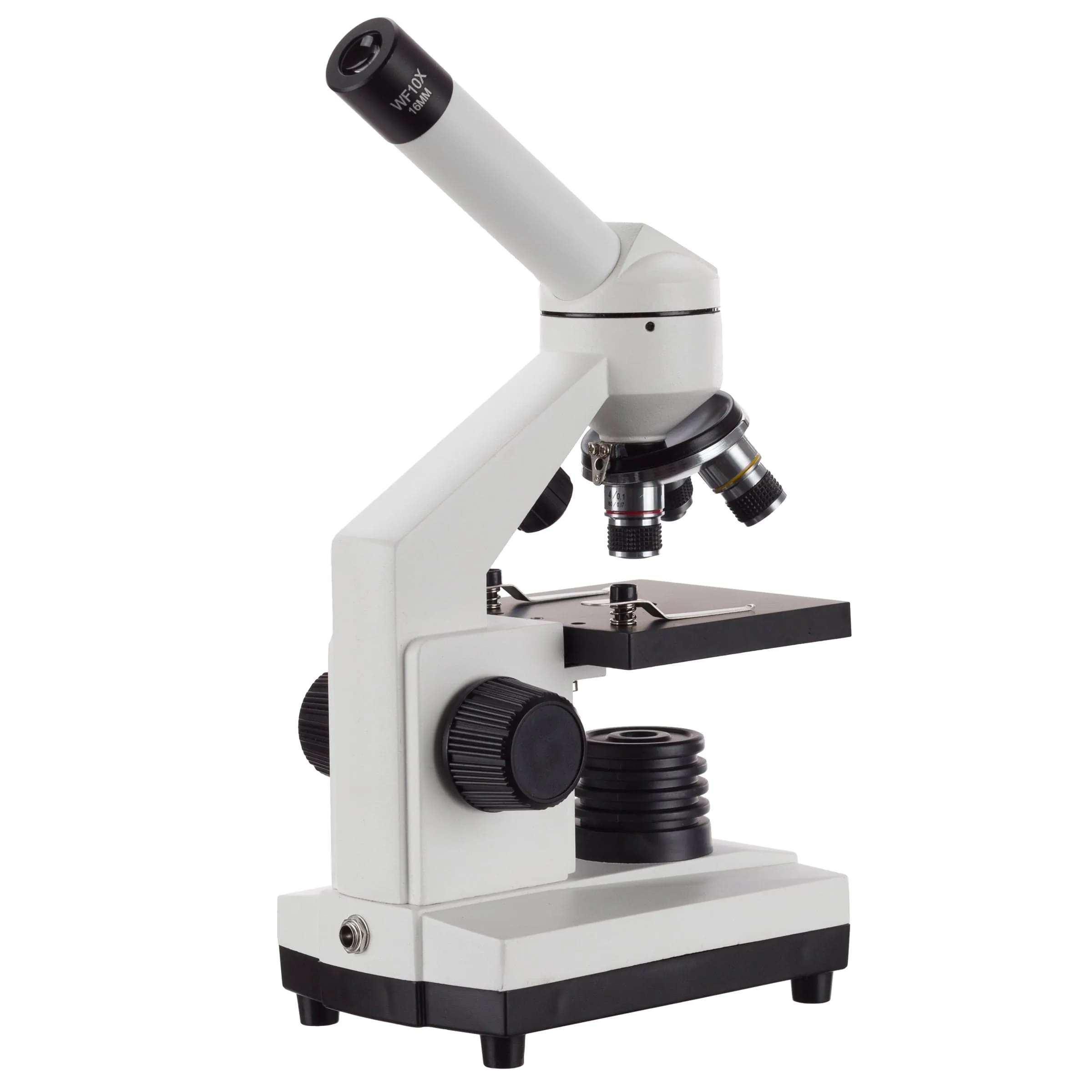 AmScope M110 Series Cordless LED Metal Frame Compound Microscope 40X-1000X Magnification with 10pc Slides