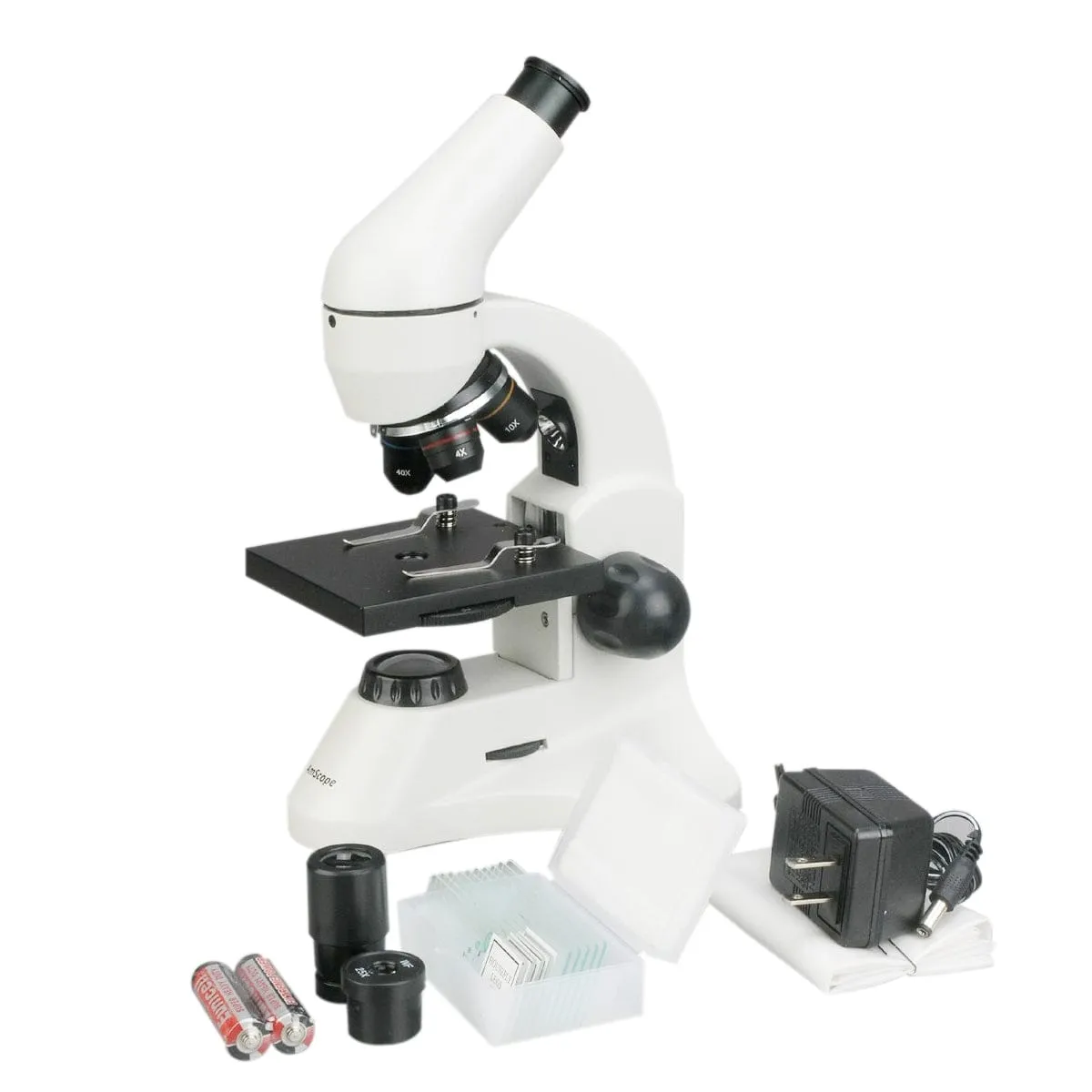 AmScope M120 Series Student Monocular Compound Microscope 40X-1000X Magnification with Dual Light and 1MP Camera