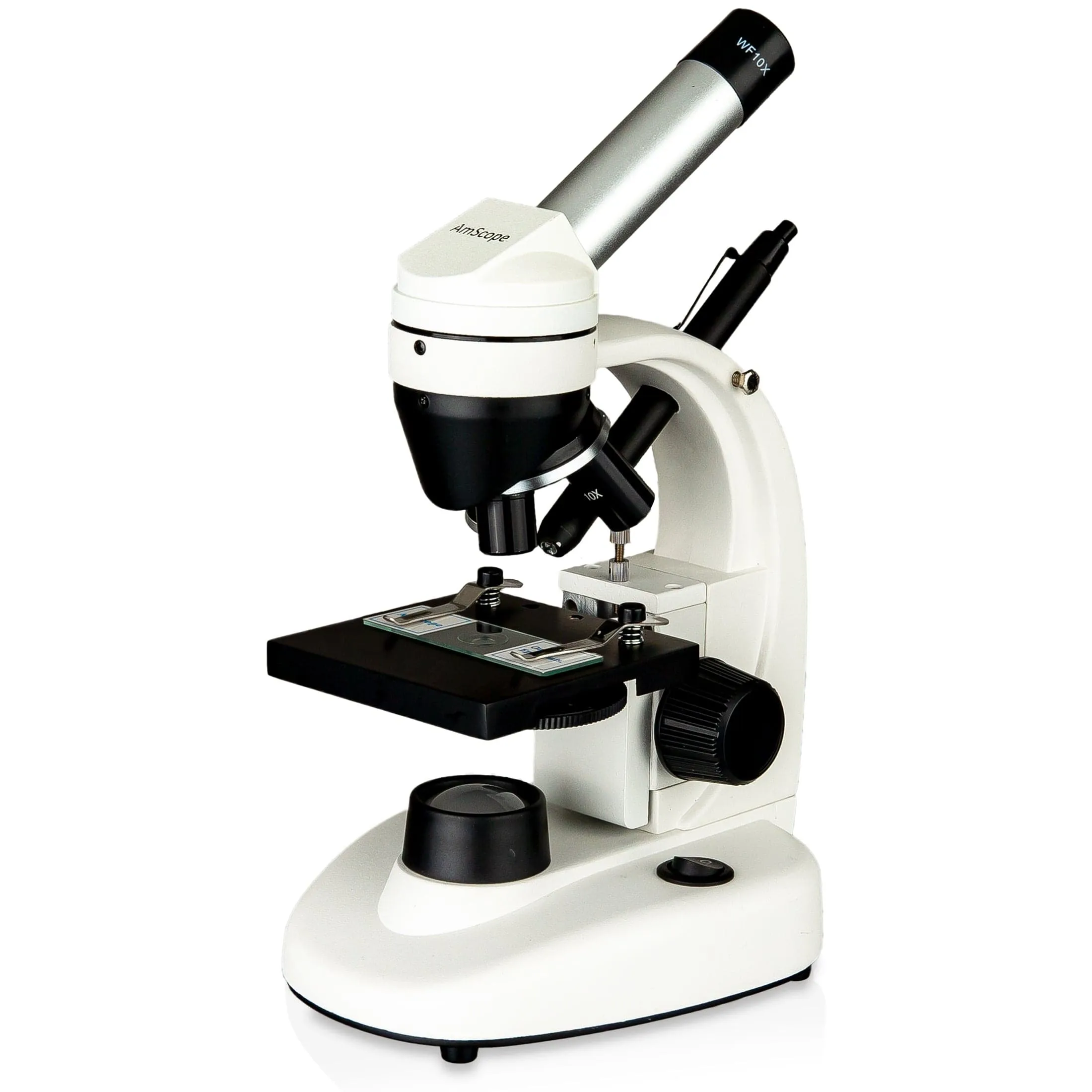 AmScope M135 Series Sturdy Student Science Monocular Microscope 40X-1000X Magnification with Slides and Pen Light