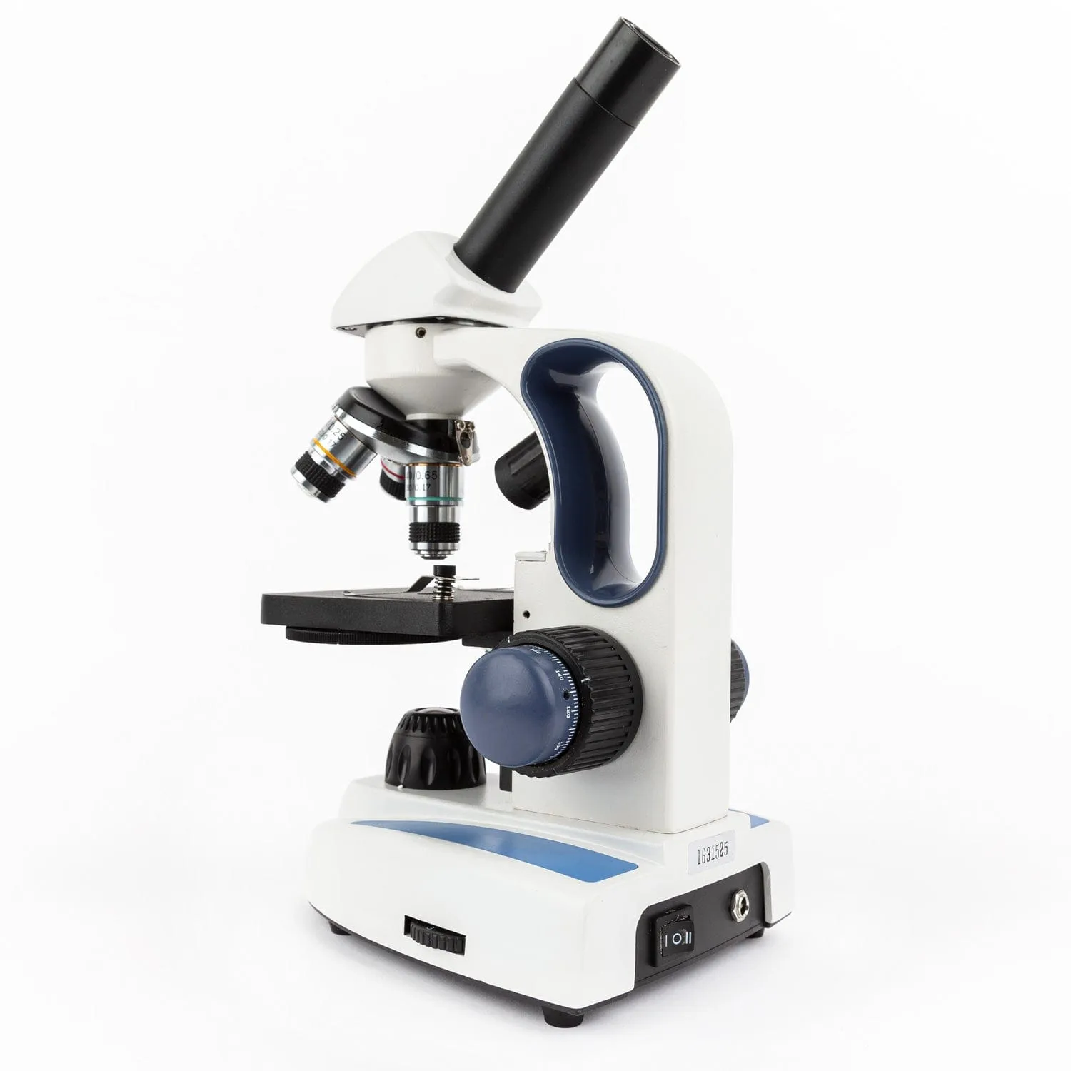 AmScope M158 Series Student Cordless Monocular Compound Microscope 40X-1000X Magnification with Top & Bottom Lights and Slide Kit & Book