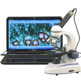 AmScope M158 Series Student Cordless Monocular Compound Microscope 40X-400X Magnification with Top & Bottom Lights and 1MP USB Digital Imager