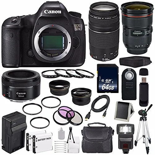 Canon EOS 5DS DSLR Camera (International Model) 0581C002   Canon EF 24-70mm f/2.8L II USM Lens   Canon EF 75-300 III Starter Bundle