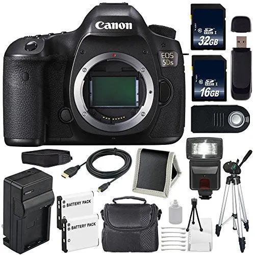 Canon EOS 5DS DSLR Camera (International Model) 0581C002   LP-E6 Battery   32GB Card   16GB Card Outdoor Bundle