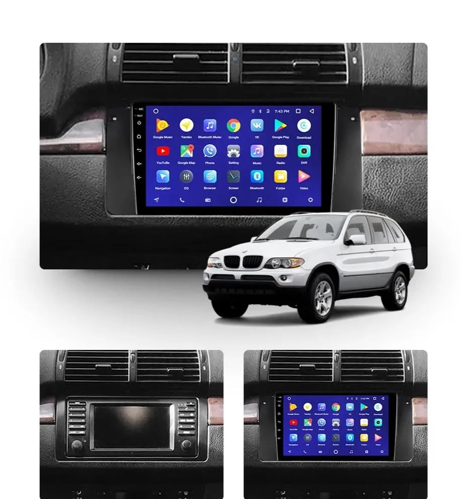 Car Dealz 10.2" Android 10.0 BMW X5 E39 E53 1999-2006 In Dash Plus OEM Fascia