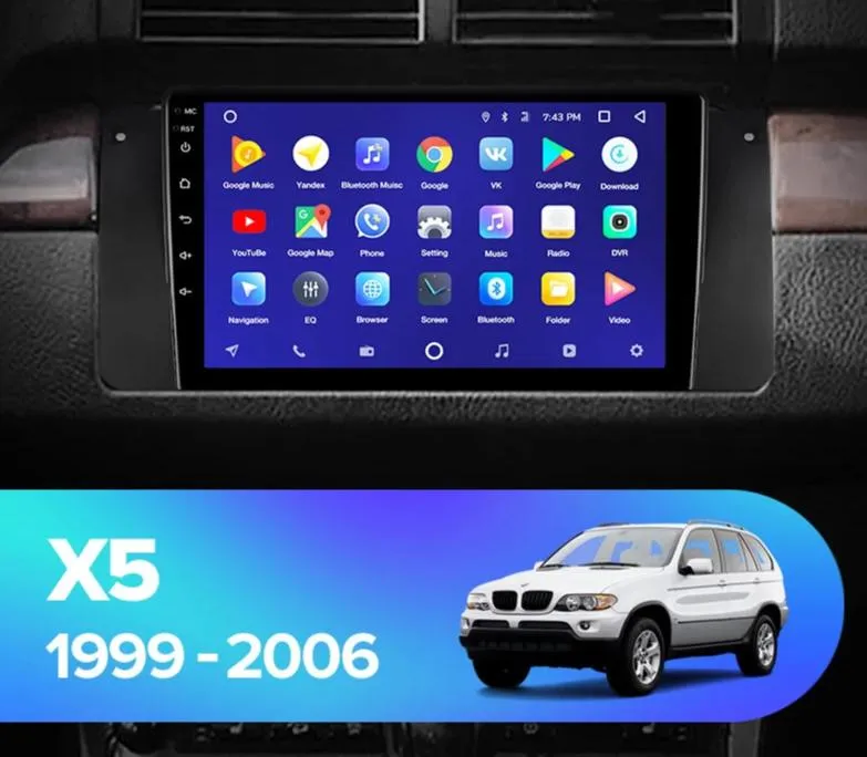 Car Dealz 10.2" Android 10.0 BMW X5 E39 E53 1999-2006 In Dash Plus OEM Fascia