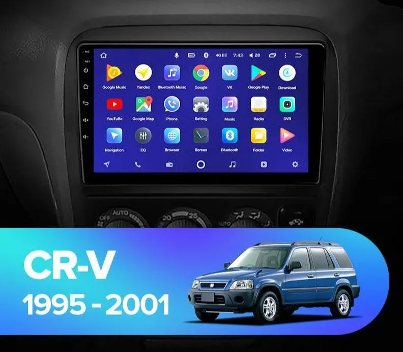 Car Dealz 10.2" Android 10.0 Honda CR-V CRV 1995 - 2001 In Dash Plus OEM Fascia