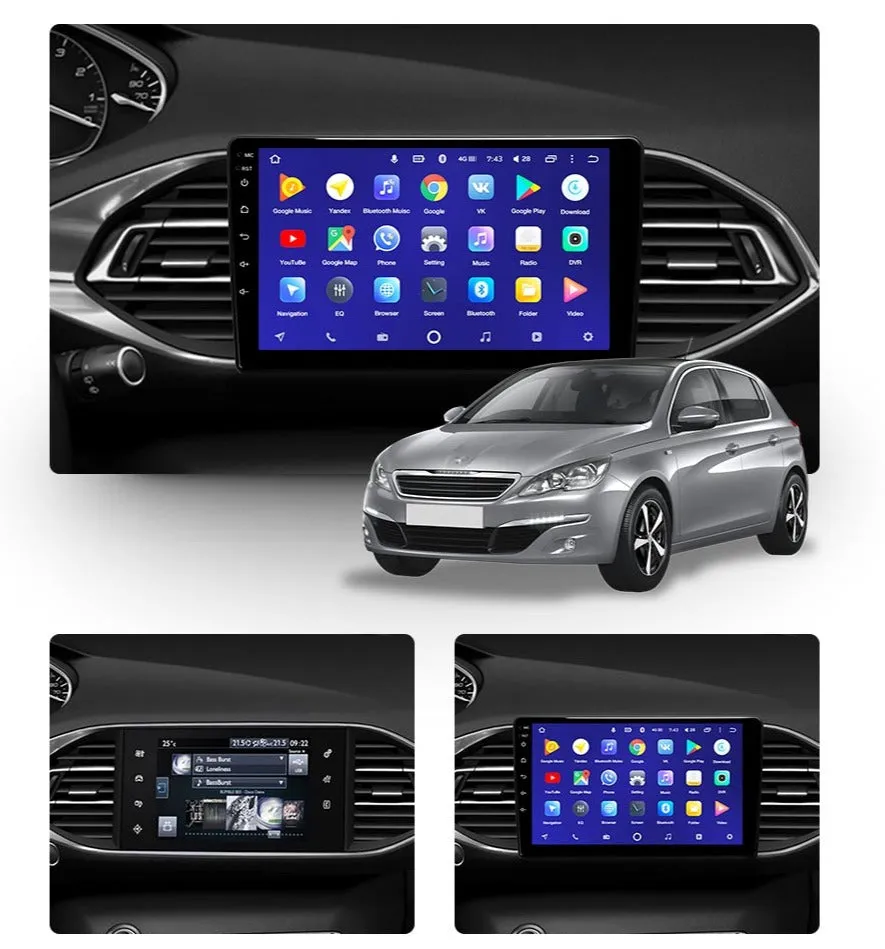 Car Dealz 10.2" Android 10.0 Peugeot 308 T9 2013 - 2017 In Dash Plus OEM Fascia