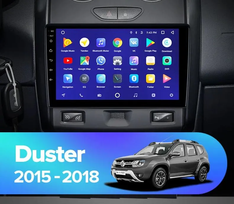 Car Dealz 10.2" Android 10.0 Renault Duster 2015-2018 In Dash Plus OEM Fascia