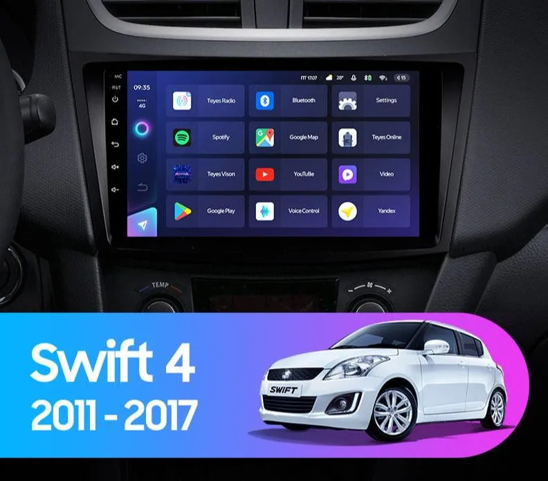 Car Dealz 10.2" Android 12.0 For Suzuki Swift 4 2011 - 2017 In Dash Plus OEM Fascia