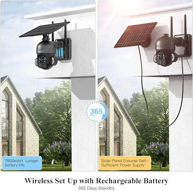 Ctronics 2.5K 4MP 100% Wireless Solar Panel PTZ camera with PIR Sensor Human Detection