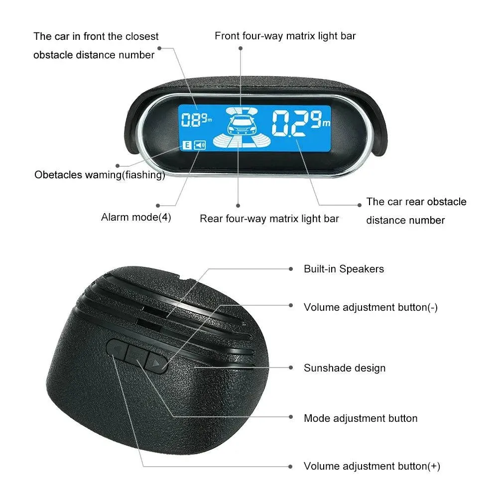 Digital Display Reversing Radar 8 Parking Sensors Electronics Parking Assistance Car Detector With 3 Levels For Volume Control