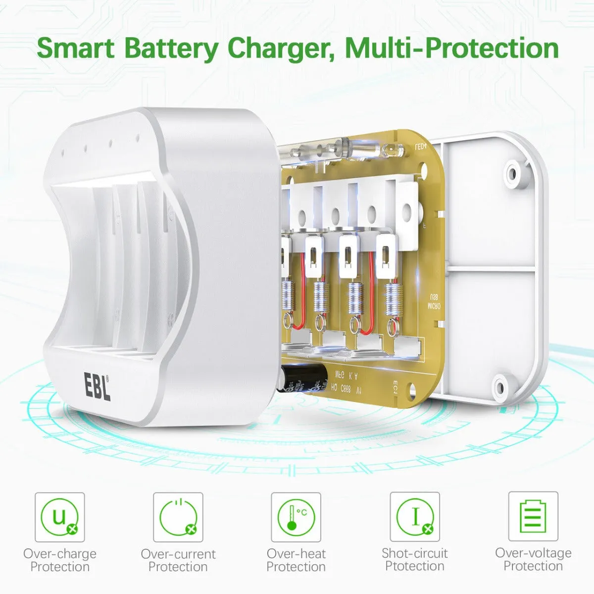 EBL 8 Packs CR2 Rechargeable Batteries with C668 Battery Charger