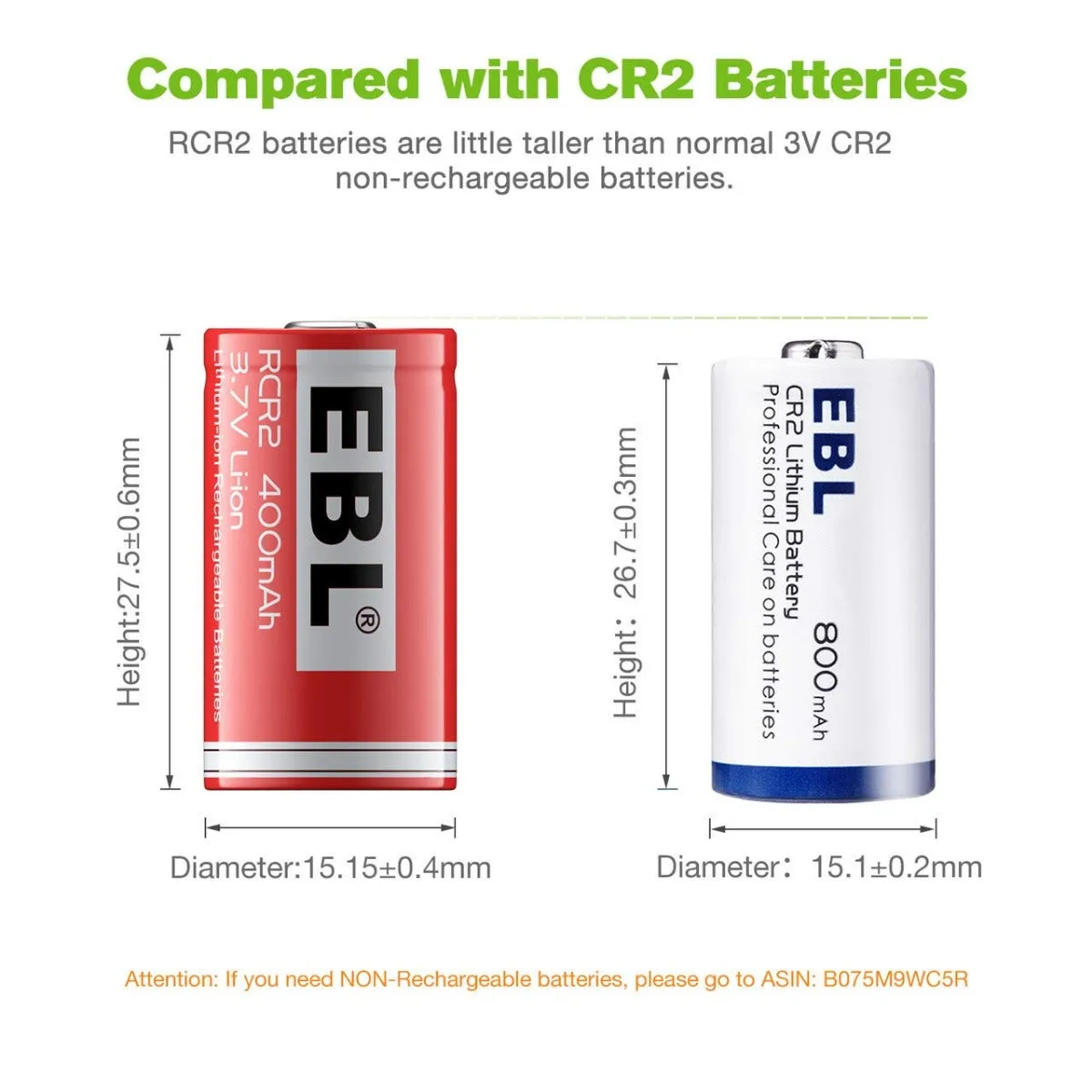 EBL 8 Packs CR2 Rechargeable Batteries with C668 Battery Charger