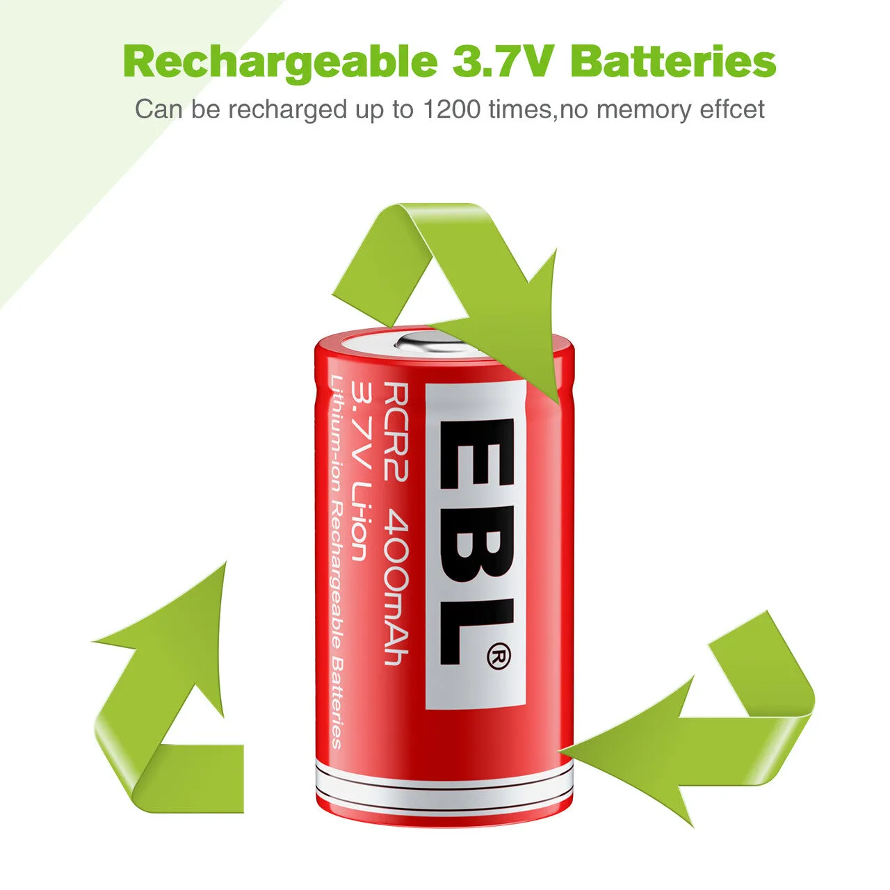 EBL CR2 Lithium Batteries 3.7V 400mAh RCR2 Rechargeable Batteries