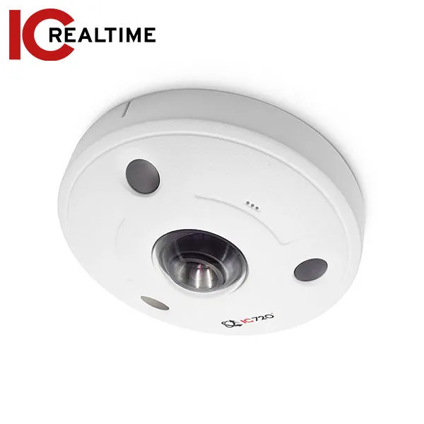 IC Realtime - IPEL-F12F-IRW2 / 12MP IP Indoor/Outdoor 360 Spherical Dome Camera / 1.85mm Fisheye Lens (360 AOV) / 33 Ft IR / Built In Microphone / POE / AI