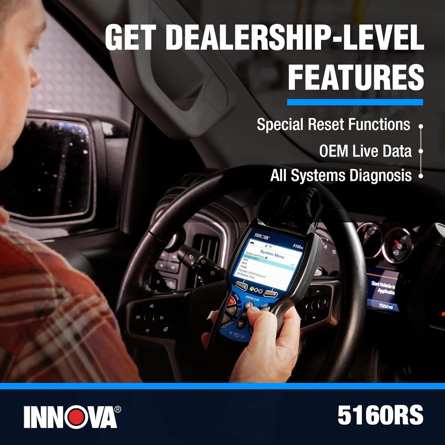 INNOVA 5160RS, OBD2 Bidirectional Scan Tool, Oe-Level All System Diagnostics, Reset Oil Light/Battery/Epb/Sas/Dpf, Mechanic Recommended Fixes & Parts, Tsbs, Free Lifetime Updates