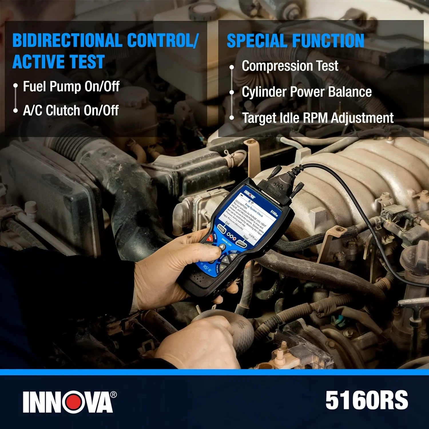 INNOVA 5160RS, OBD2 Bidirectional Scan Tool, Oe-Level All System Diagnostics, Reset Oil Light/Battery/Epb/Sas/Dpf, Mechanic Recommended Fixes & Parts, Tsbs, Free Lifetime Updates