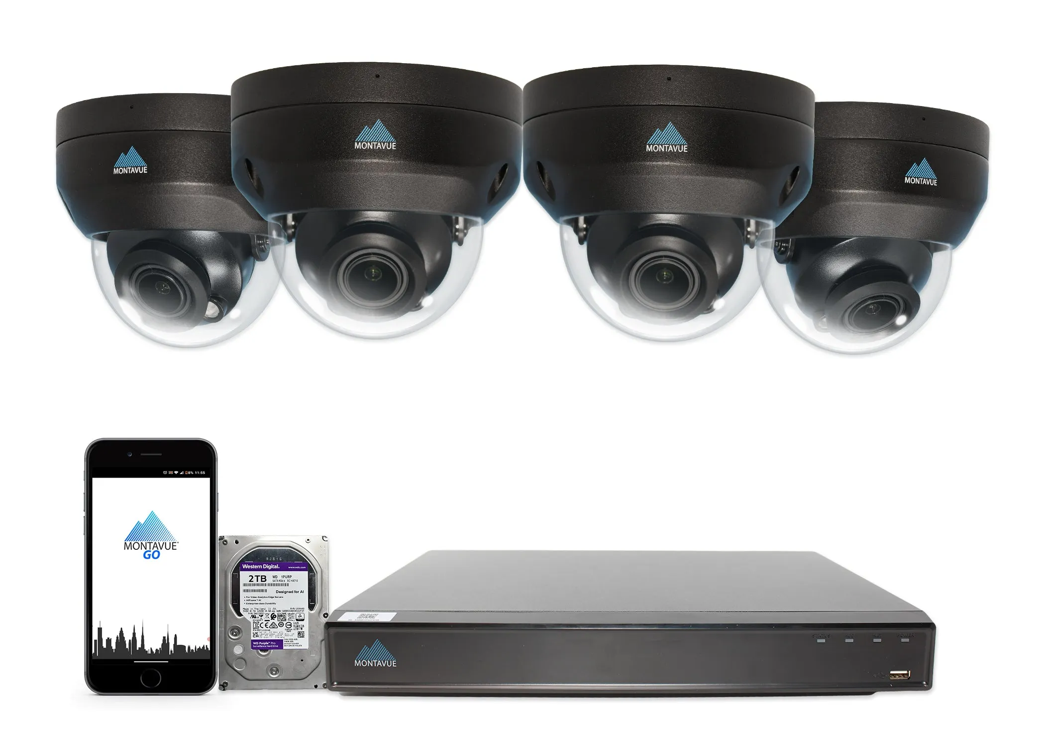 MTD8113-V-AISMD Package | 8MP 4K Smart Varifocal Dome Cameras and 8 Channel 4 Series AI NVR and 2TB HDD