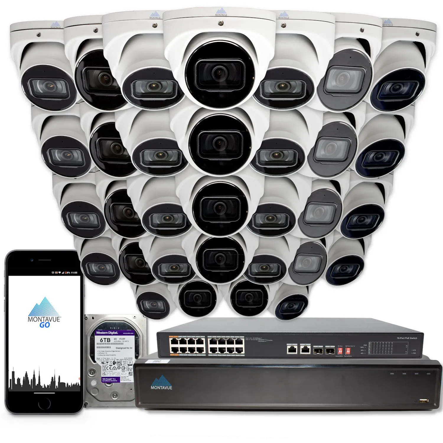 MTT8108-X Package | 8MP 4K SMD 4.0 Turret Cameras and 32 Channel NVR with 6TB HDD