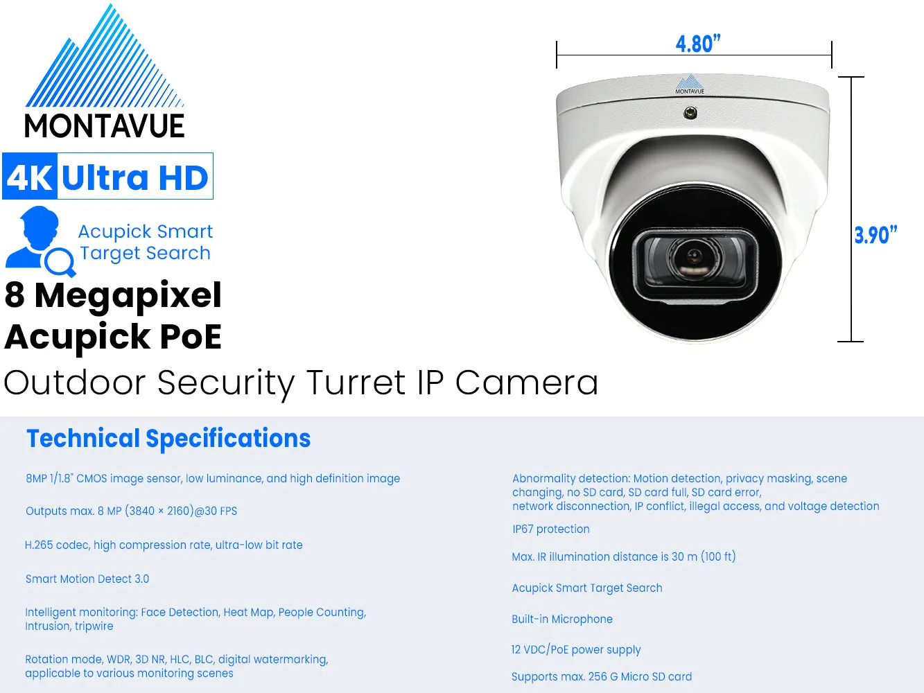 MTT8110 Package | 4K Acupick Cameras and 16 Channel 5 Series AI NVR with 3TB HDD