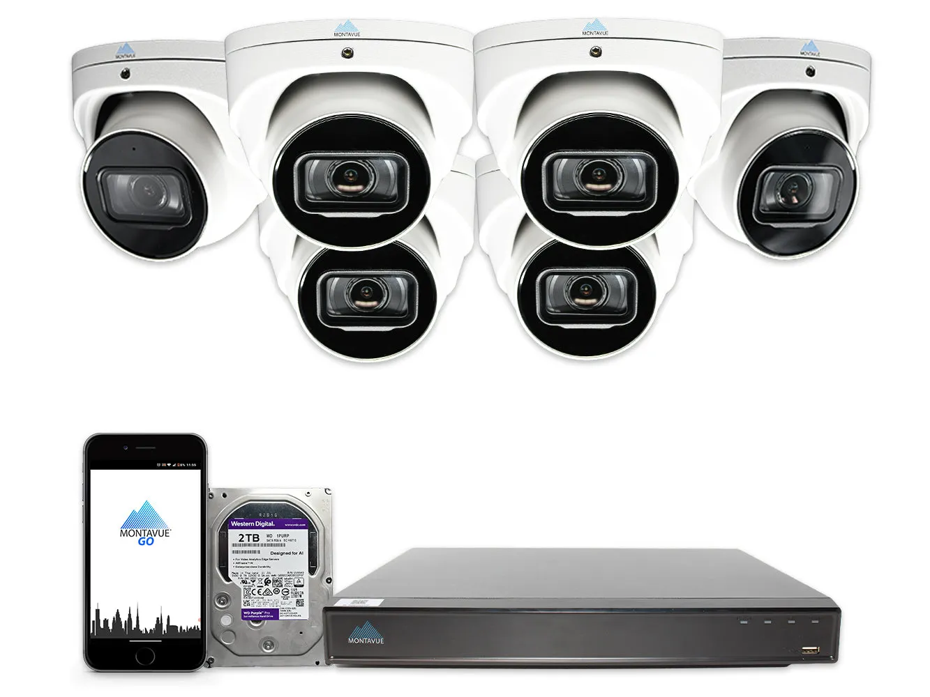 MTT8110 Package | 4K Acupick Turret Cameras and 8 Channel 5 Series AI NVR with 2TB HDD