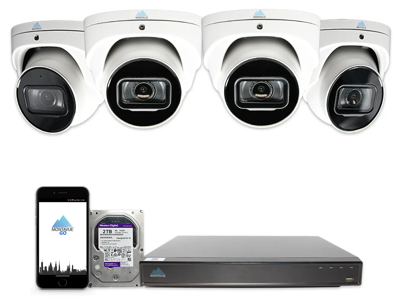 MTT8110 Package | 4K Acupick Turret Cameras and 8 Channel 5 Series AI NVR with 2TB HDD