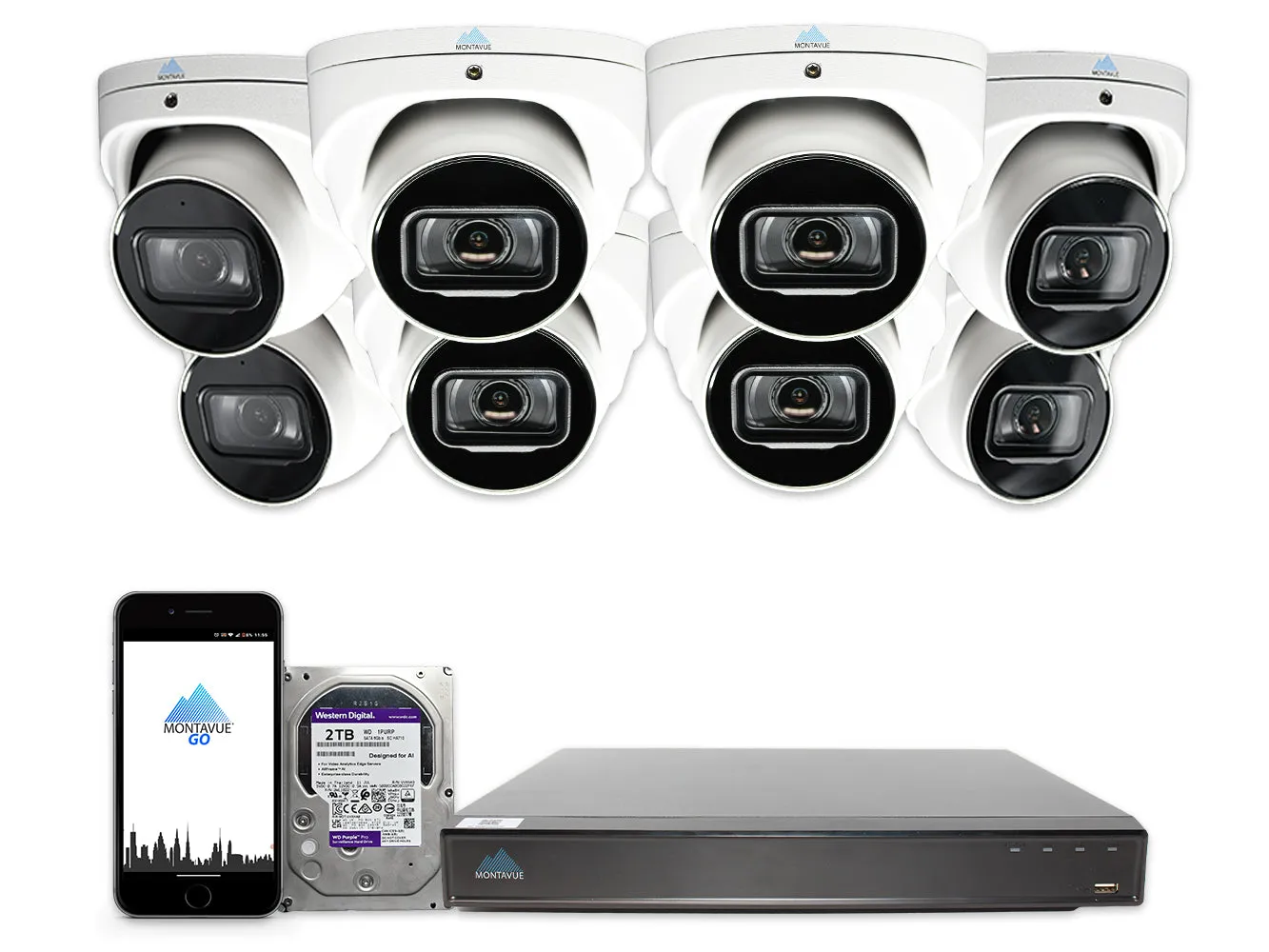 MTT8110 Package | 4K Acupick Turret Cameras and 8 Channel 5 Series AI NVR with 2TB HDD