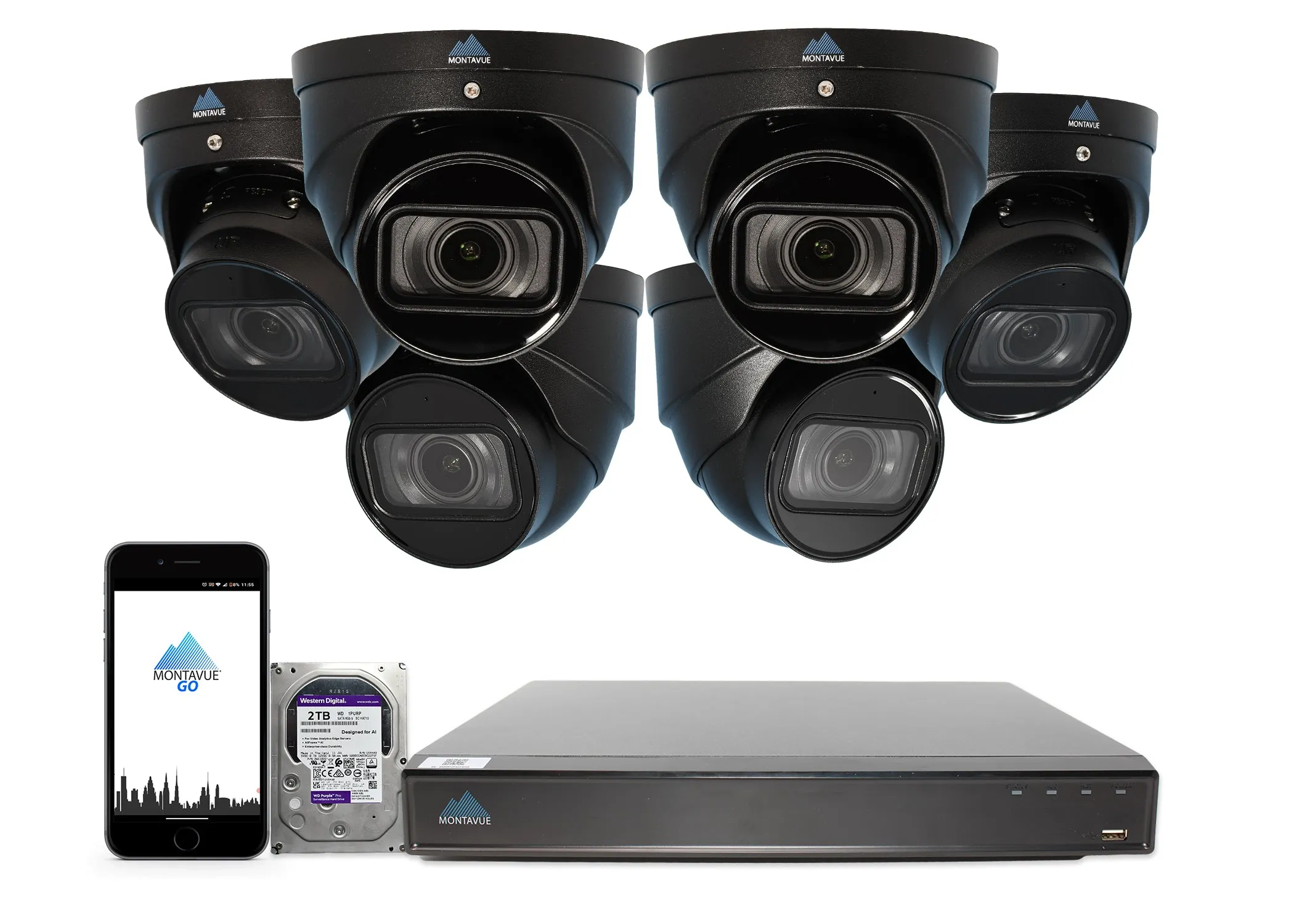 MTT8113-V-AISMD Package | 8MP 4K Smart Varifocal Turret Cameras and 8 Channel 4 Series AI NVR and 2TB HDD