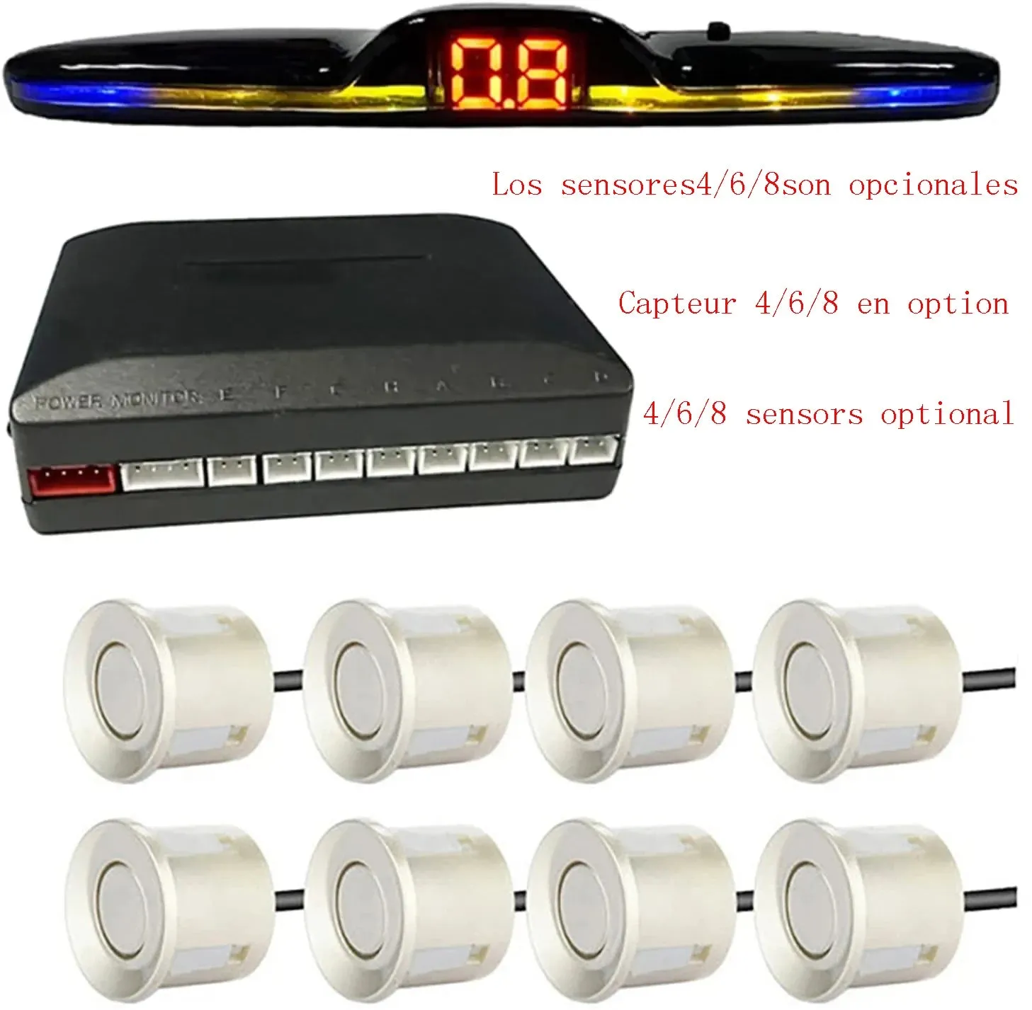 Multiple Radar Parking Sensor Kit Backlight Park tronic LED Display System Backup Monitor Detector Assistant 4/6/8 Radar Sensor