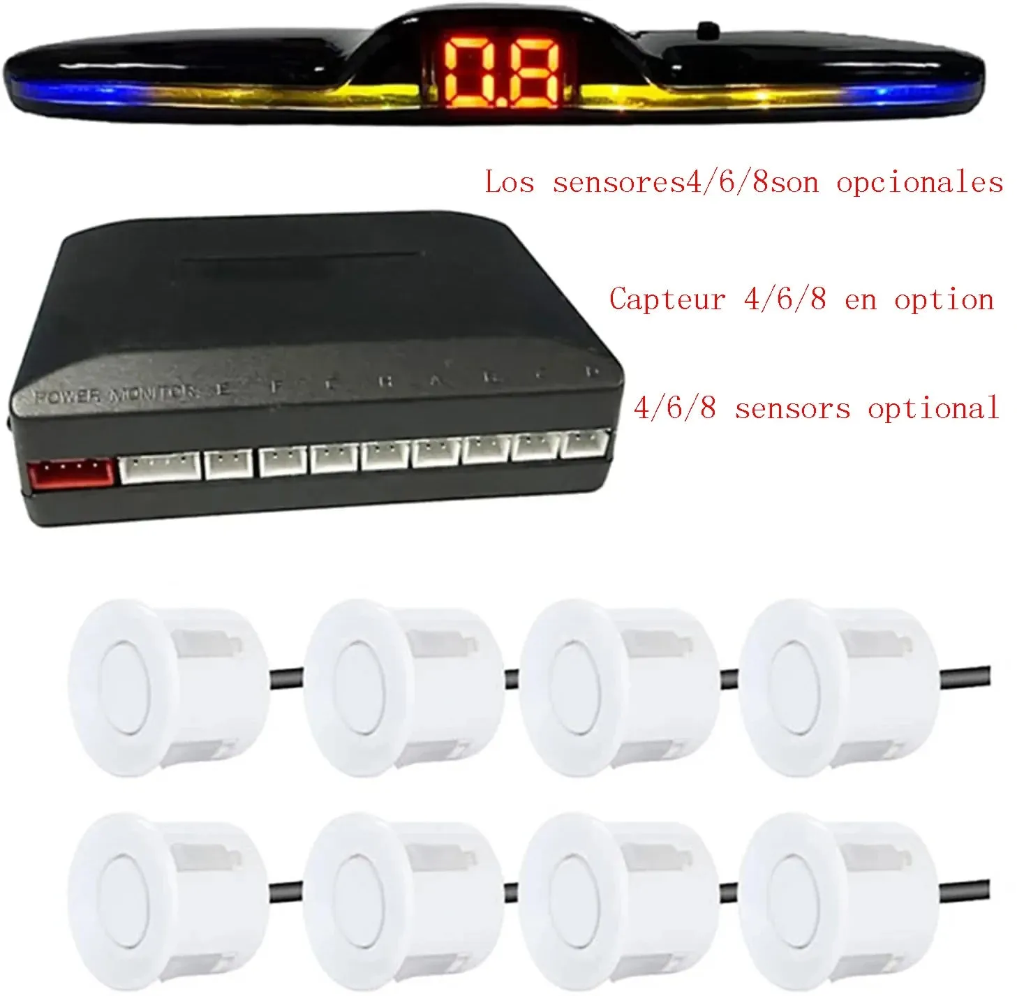 Multiple Radar Parking Sensor Kit Backlight Park tronic LED Display System Backup Monitor Detector Assistant 4/6/8 Radar Sensor