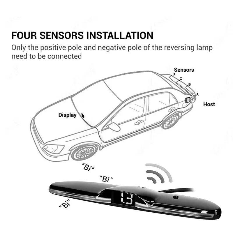 Multiple Radar Parking Sensor Kit Backlight Park tronic LED Display System Backup Monitor Detector Assistant 4/6/8 Radar Sensor