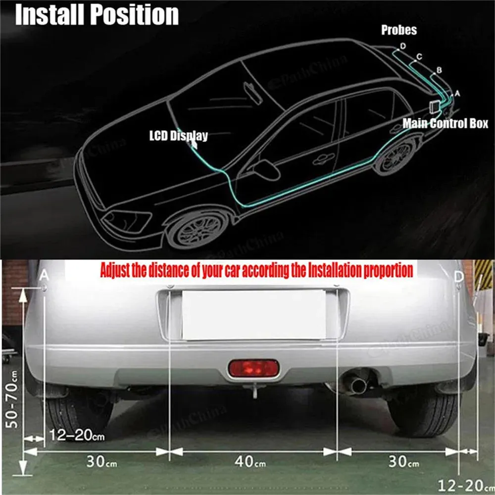 Multiple Radar Parking Sensor Kit Backlight Park tronic LED Display System Backup Monitor Detector Assistant 4/6/8 Radar Sensor