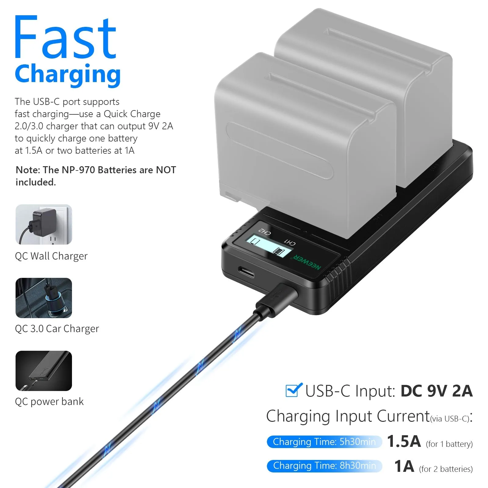 NEEWER Sony NP-F Dual USB Battery Charger