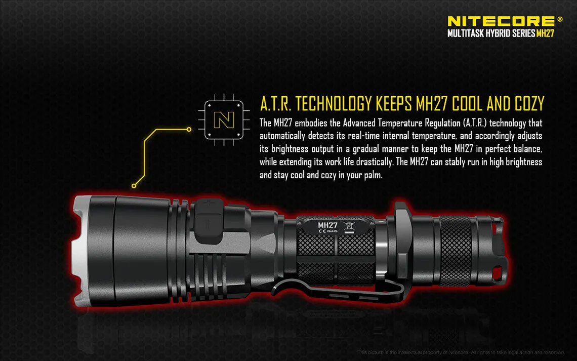 Nitecore MH27 RGB LED USB Flashlight XP-L HI Cree LED With Nitecore NL1823 18650 Lithium Battery