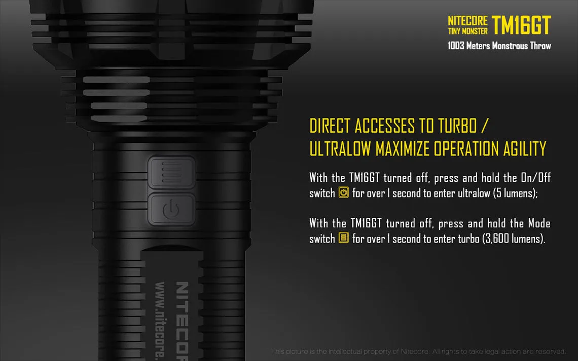 Nitecore TM16GT 4x 18650 3600 Lumens 4 Cree XP-L HI V3 LED Flashlight