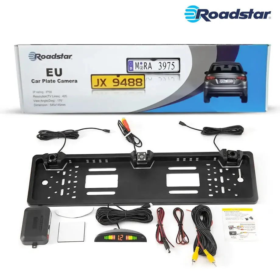 Roadstar Universal Number Plate Rear View Camera With Parking Sensors