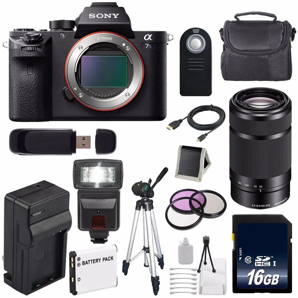 Sony Alpha a7S II a7S Mark II a7SII ILCE7SM2/B Mirrorless Digital Camera (International Model)   Sony E 55-210mm f/4.5-6 Lens Blogger Bundle