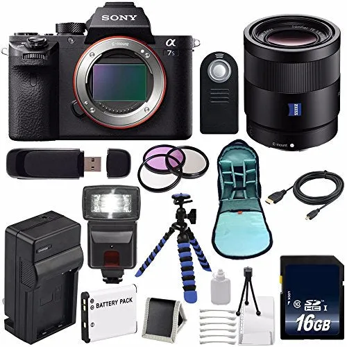 Sony Alpha a7S II a7S Mark II a7SII ILCE7SM2/B Mirrorless Digital Camera (International Model)   Sony Sonnar T FE 55mm Lens Tripod Bundle