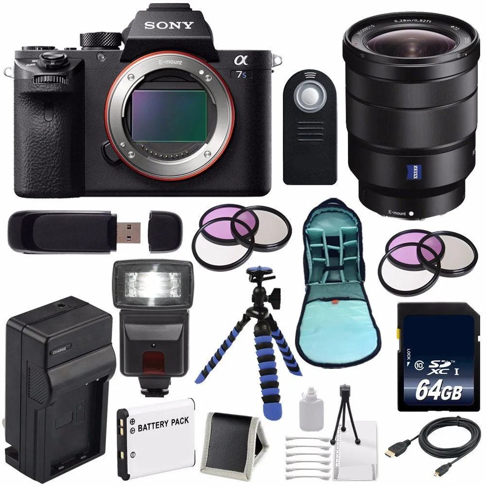 Sony Alpha a7S II a7S Mark II a7SII ILCE7SM2/B Mirrorless Digital Camera (International Model)   Vario-Tessar T FE 16-35 Lens Storage Bundle