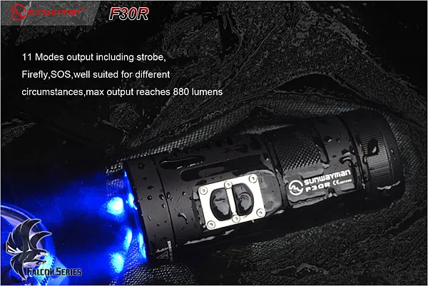 Sunwayman F30R 3 x (R)CR123A XM-L2 880 Lumen Tri-Colored LED Flashlight