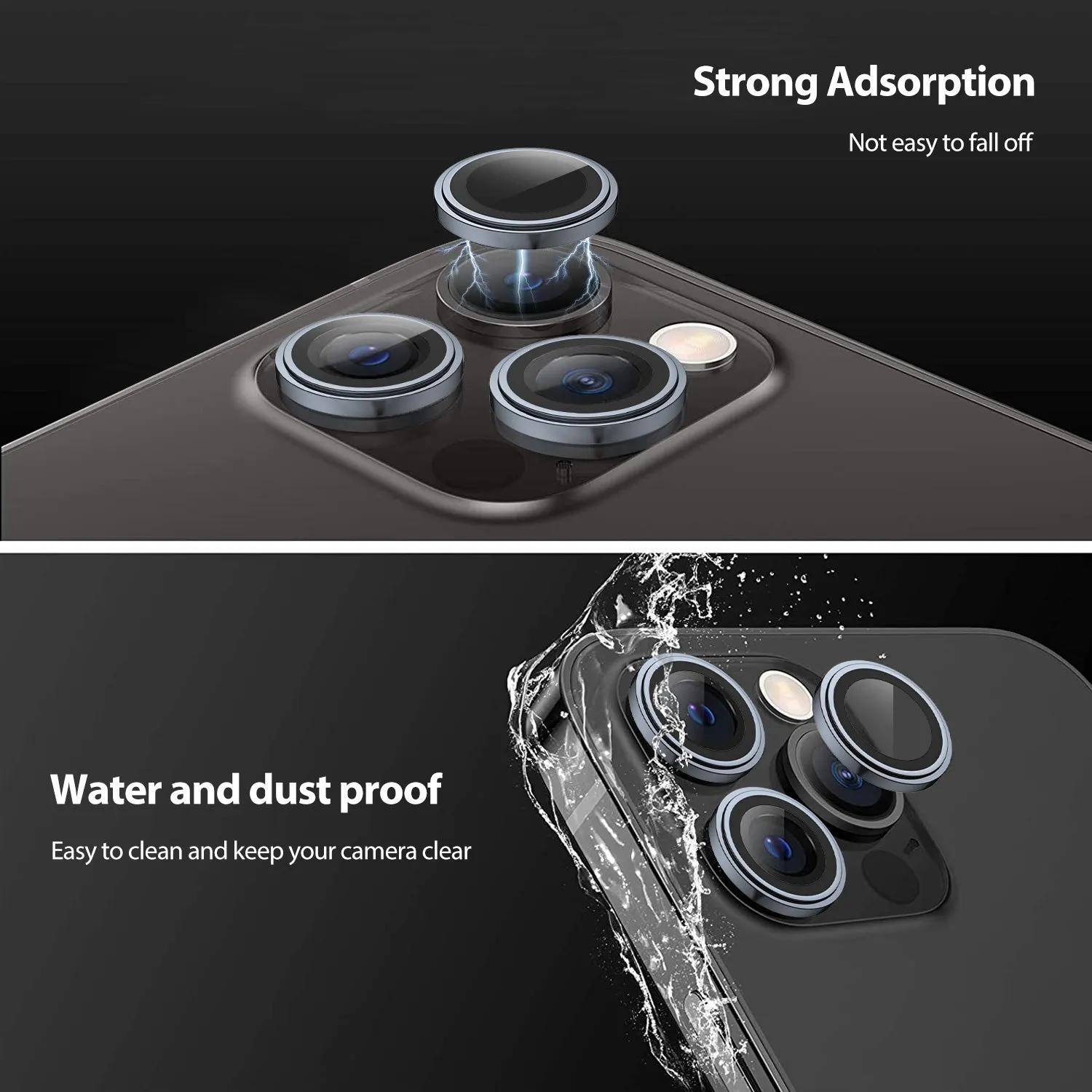 Tough On iPhone 13 Pro Camera Lens Protector Black