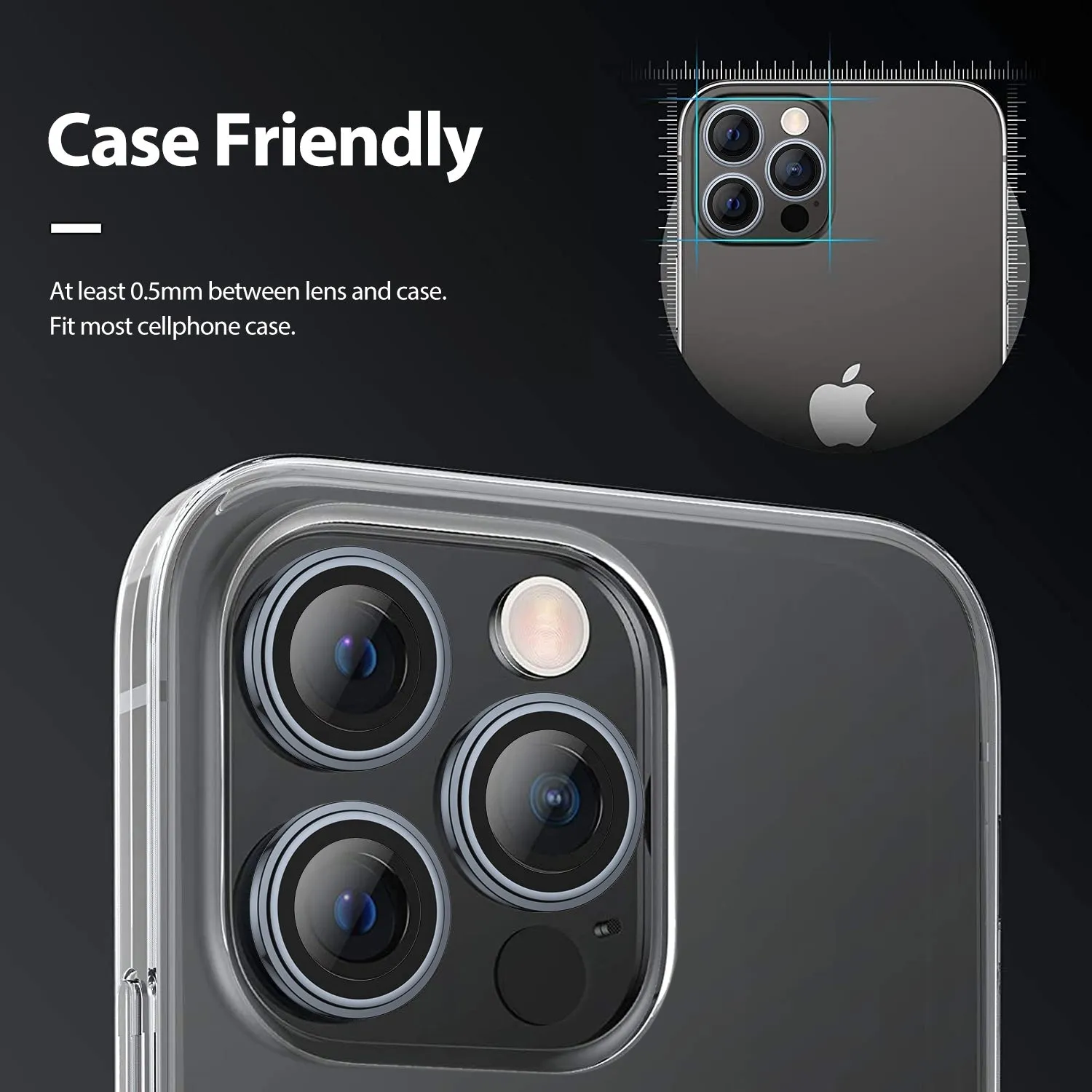 Tough On iPhone 13 Pro Camera Lens Protector Black