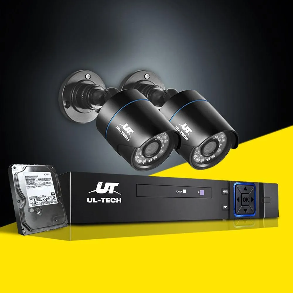 UL-Tech CCTV Security System 2TB 4CH DVR 1080P 2 Camera Sets